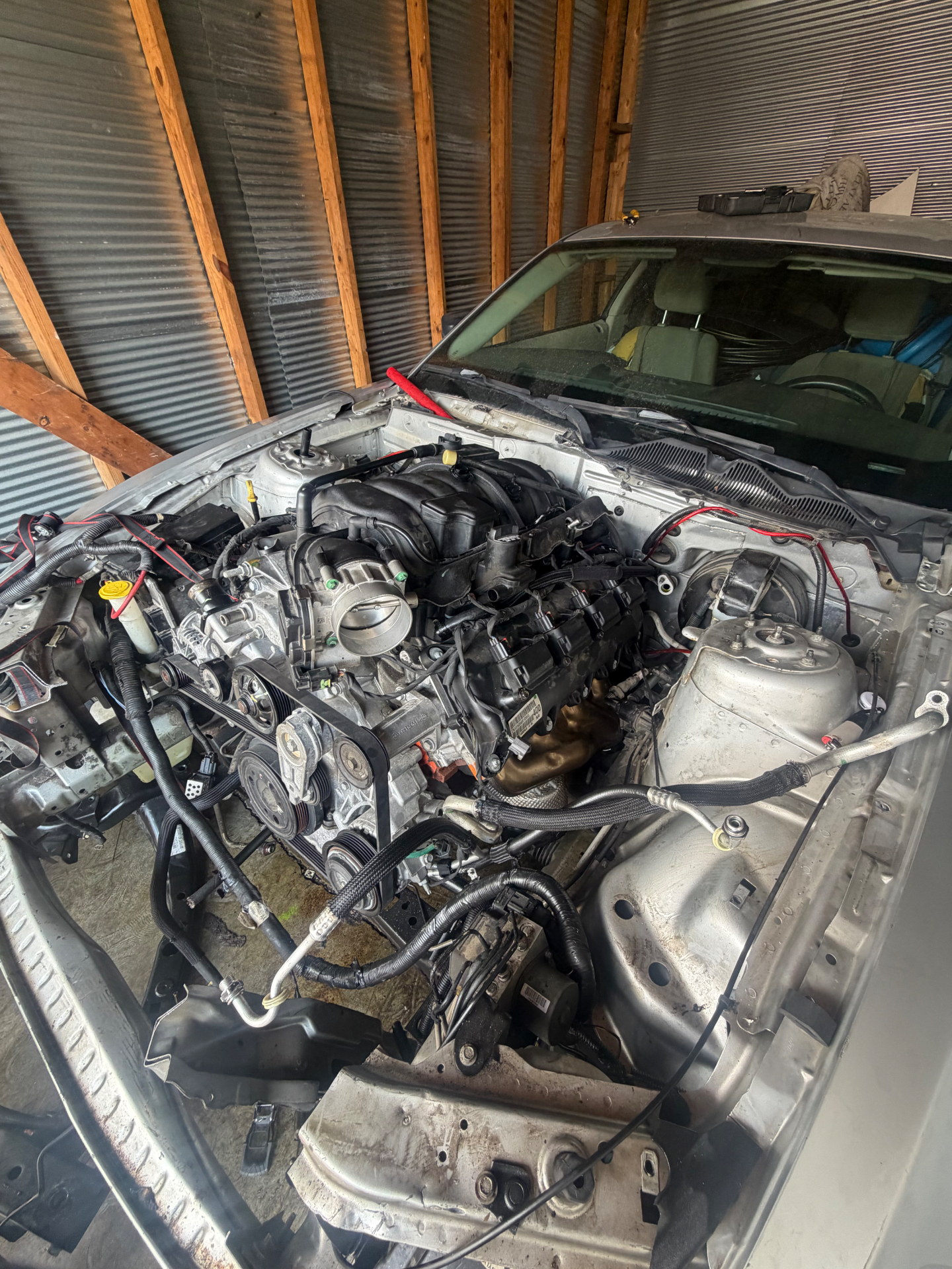 392 Scat Pack HEMI installed in 2010 Mustang S197 engine bay